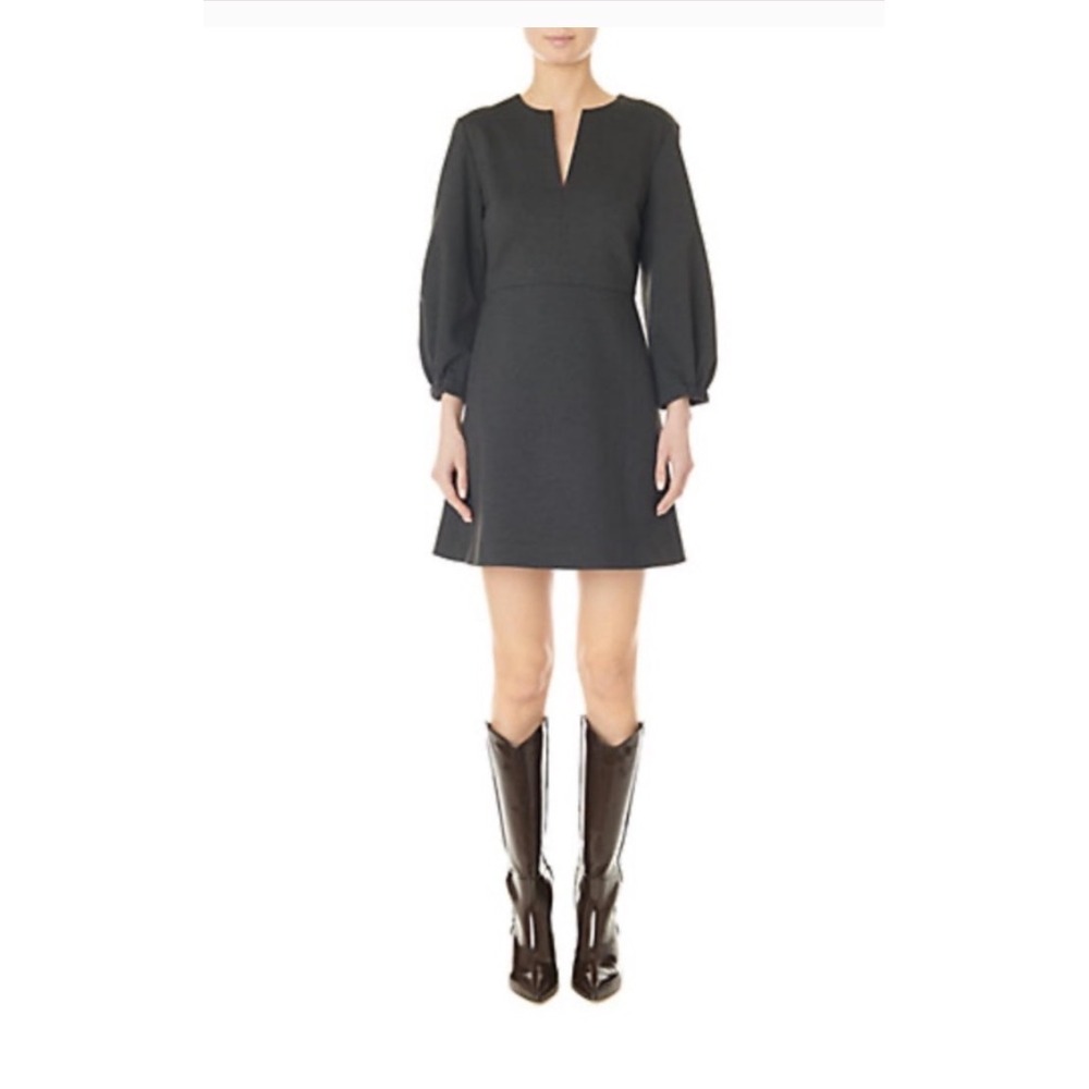 Tibi Womens Bond Stretch Knit Puff Charcoal Gray Mini Dress Size 6 Professional